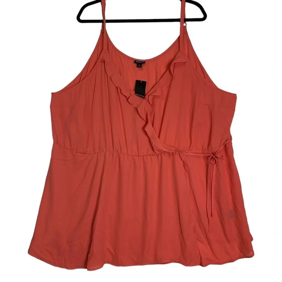 Torrid Georgette Ruffle Front Cami Blouse Adjustable Flowy Coral  Size 6 US 6X - Picture 2 of 11